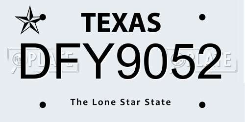 DFY9052 Texas License Plate
