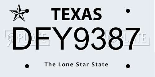 DFY9387 Texas License Plate