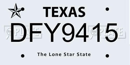 DFY9415 Texas License Plate