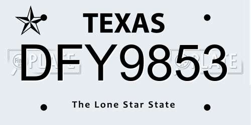 DFY9853 Texas License Plate