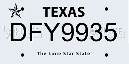 DFY9935 Texas License Plate