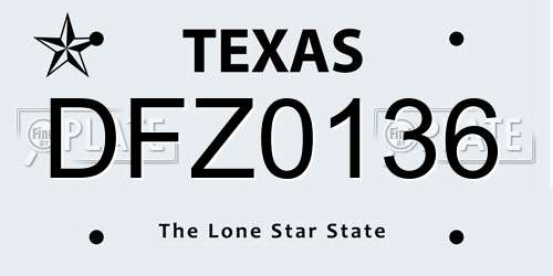 DFZ0136 Texas License Plate