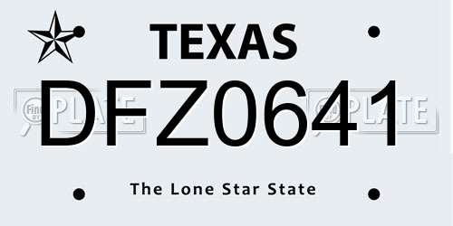 DFZ0641 Texas License Plate