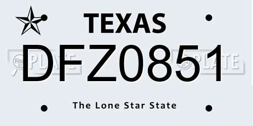 DFZ0851 Texas License Plate