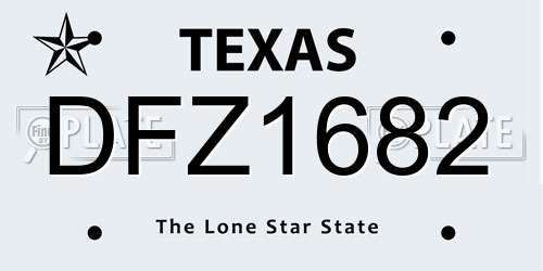 DFZ1682 Texas License Plate