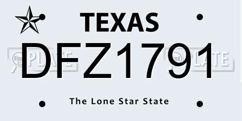 DFZ1791 Texas License Plate