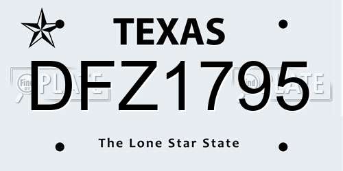 DFZ1795 Texas License Plate