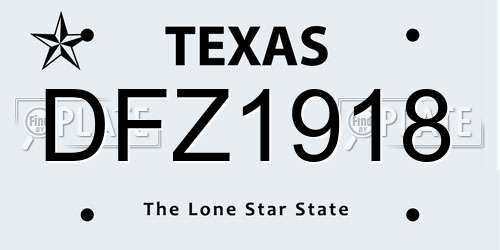 DFZ1918 Texas License Plate