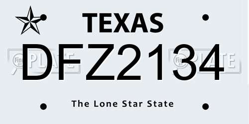 DFZ2134 Texas License Plate