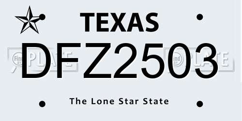 DFZ2503 Texas License Plate