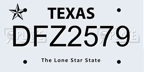 DFZ2579 Texas License Plate