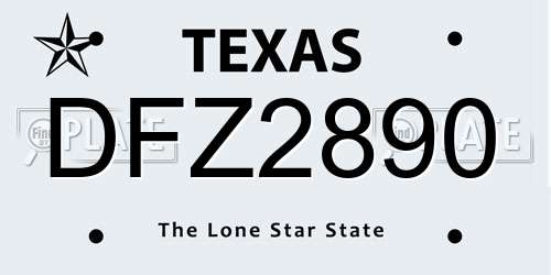 DFZ2890 Texas License Plate