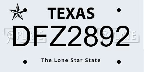 DFZ2892 Texas License Plate