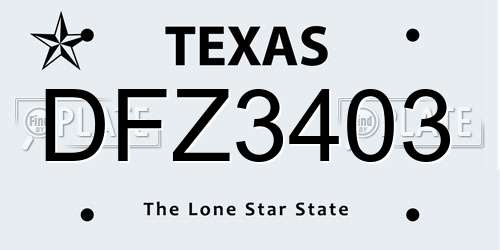 DFZ3403 Texas License Plate