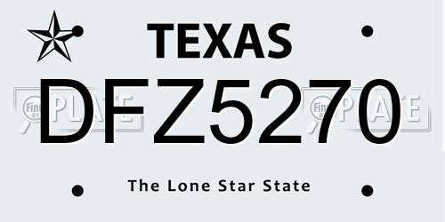 DFZ5270 Texas License Plate
