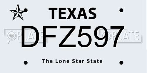 DFZ597 Texas License Plate
