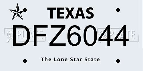 DFZ6044 Texas License Plate