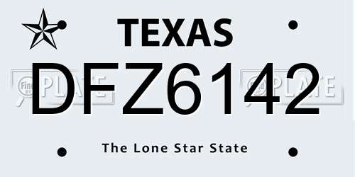 DFZ6142 Texas License Plate