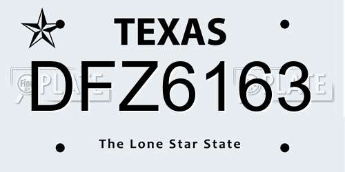 DFZ6163 Texas License Plate
