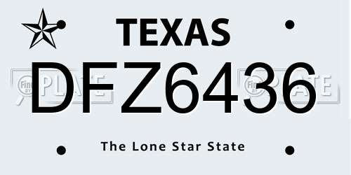 DFZ6436 Texas License Plate