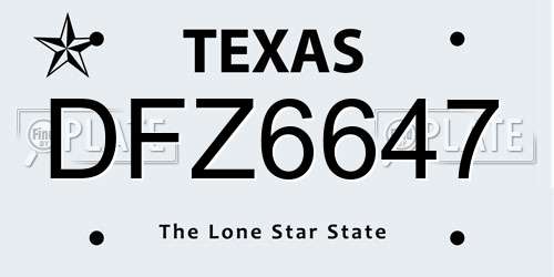 DFZ6647 Texas License Plate