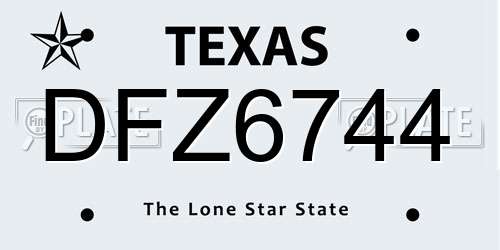DFZ6744 Texas License Plate