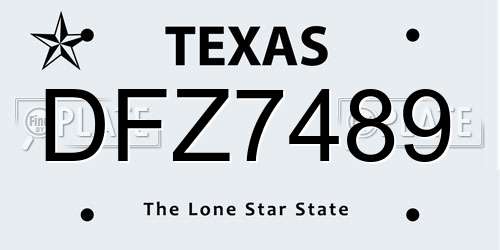 DFZ7489 Texas License Plate