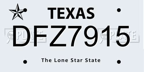 DFZ7915 Texas License Plate