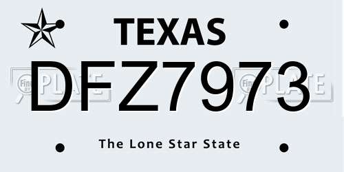 DFZ7973 Texas License Plate