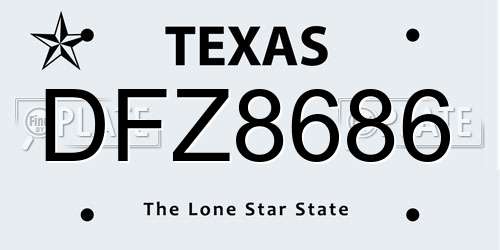 DFZ8686 Texas License Plate