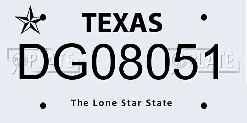 DG08051 Texas License Plate
