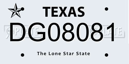 DG08081 Texas License Plate