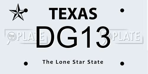 DG13 Texas License Plate