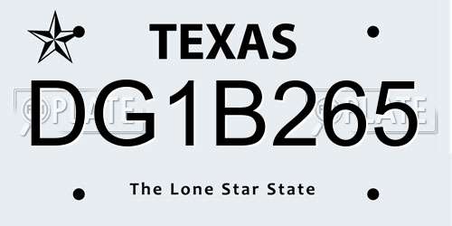 DG1B265 Texas License Plate