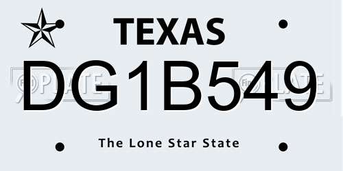 DG1B549 Texas License Plate