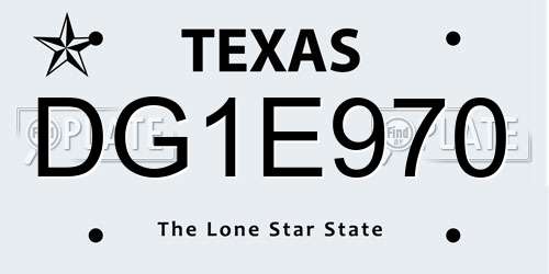 DG1E970 Texas License Plate