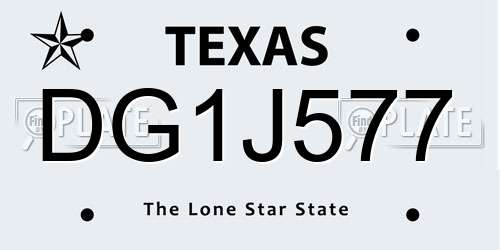DG1J577 Texas License Plate