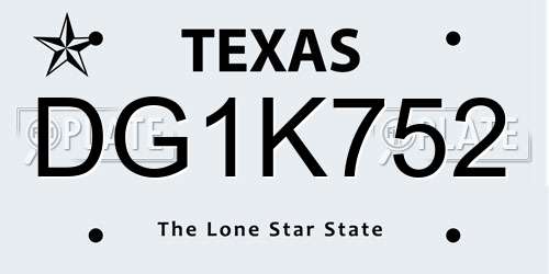 DG1K752 Texas License Plate
