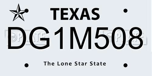DG1M508 Texas License Plate