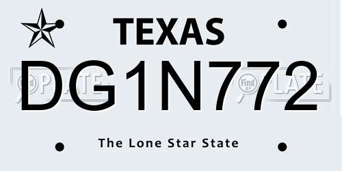 DG1N772 Texas License Plate