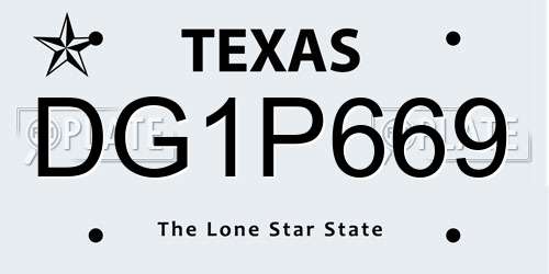 DG1P669 Texas License Plate