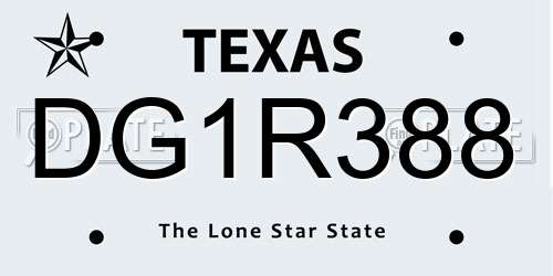 DG1R388 Texas License Plate