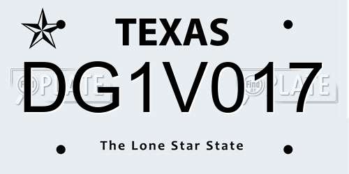 DG1V017 Texas License Plate