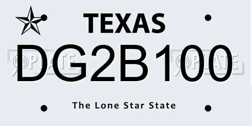 DG2B100 Texas License Plate