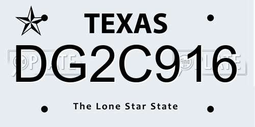 DG2C916 Texas License Plate