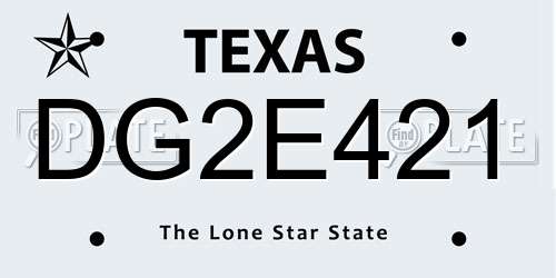 DG2E421 Texas License Plate