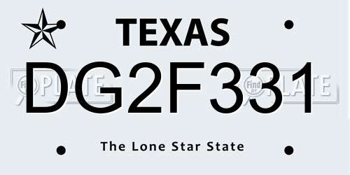 DG2F331 Texas License Plate