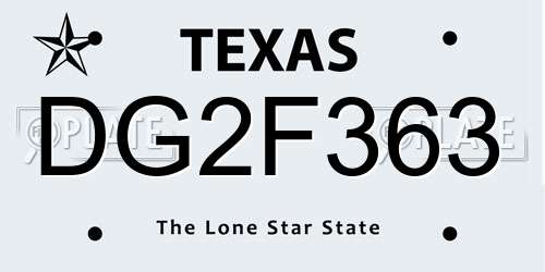 DG2F363 Texas License Plate