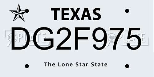 DG2F975 Texas License Plate