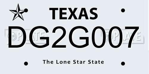 DG2G007 Texas License Plate
